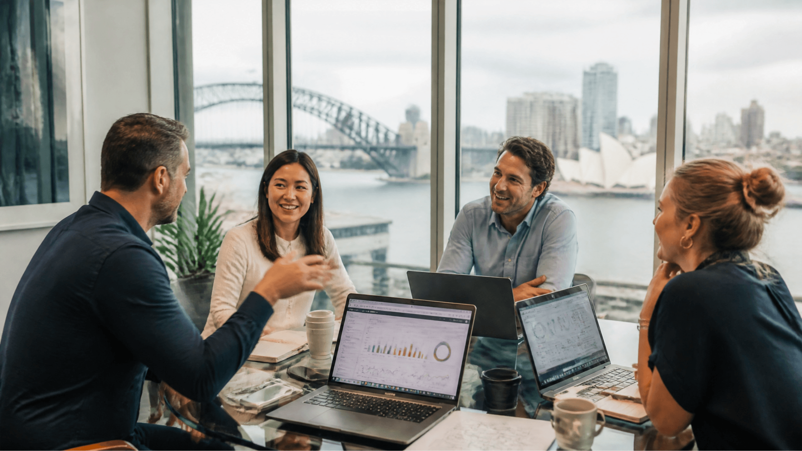 A diverse technology team collaborating at the Sydney office