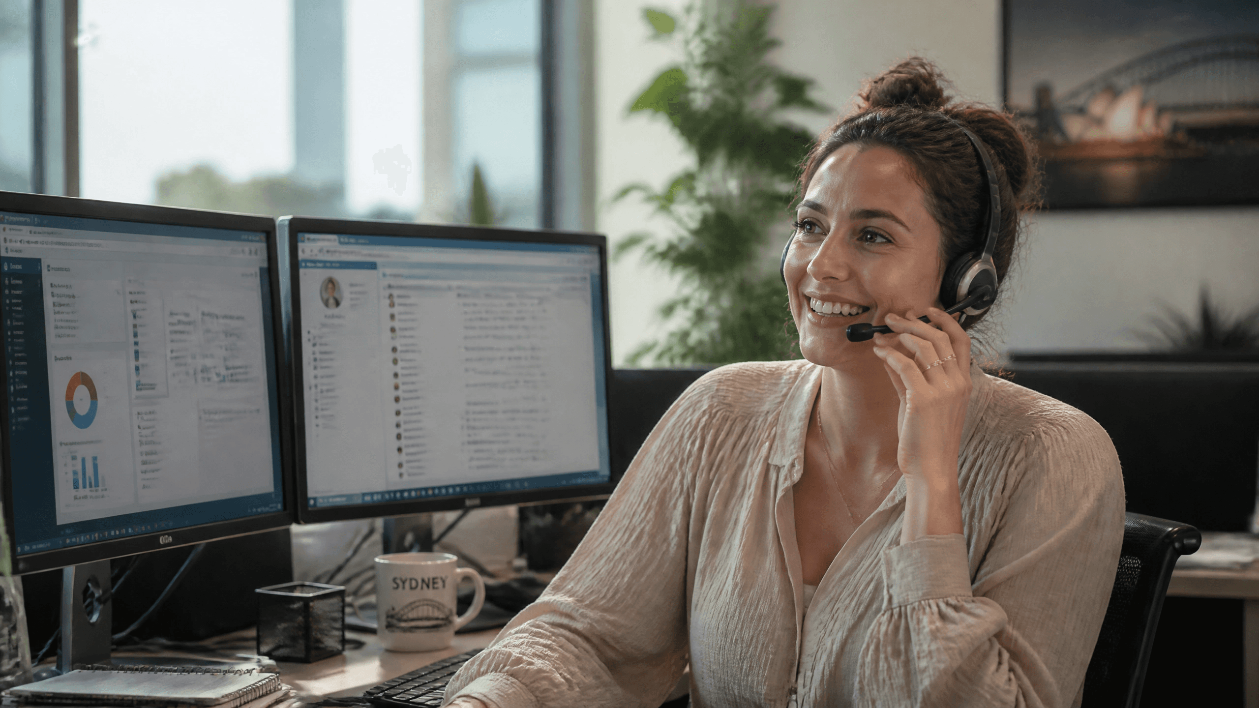 A support specialist speaking with a customer