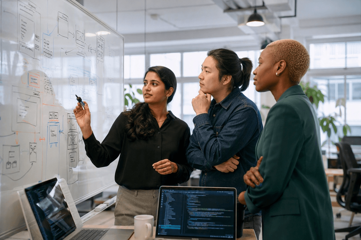 A product team mapping a software workflow